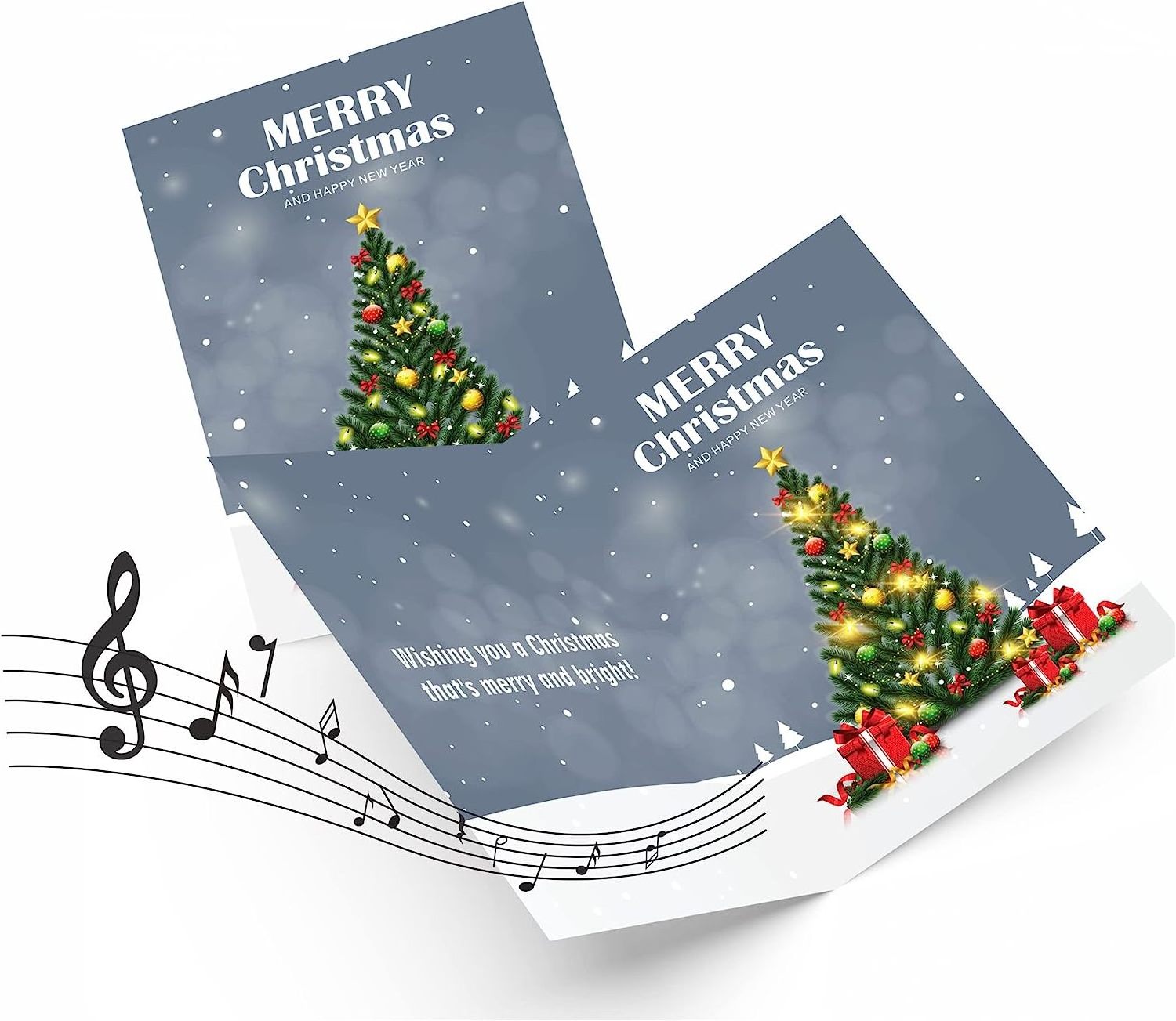 Joke greeting cards prank endless folding meowy Christmas card with glitter non stop music cards