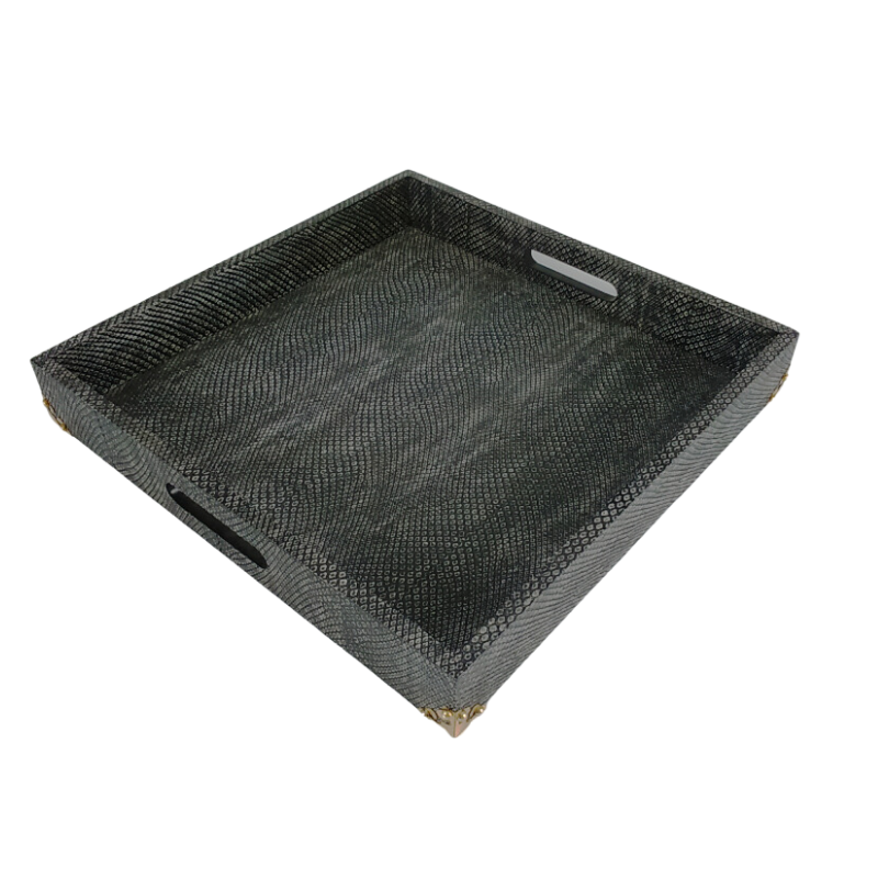 Tray Multiple Size Custom LOGO Small Size Rolling Shagreen Tin Tray Tinplate Shagreen Serving Tray For Sale