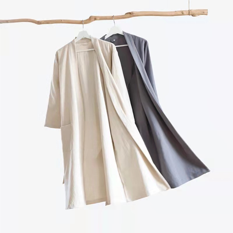 Wholesale Woven Daily Life Unisex Robes Cotton and Linen Kimono Robe