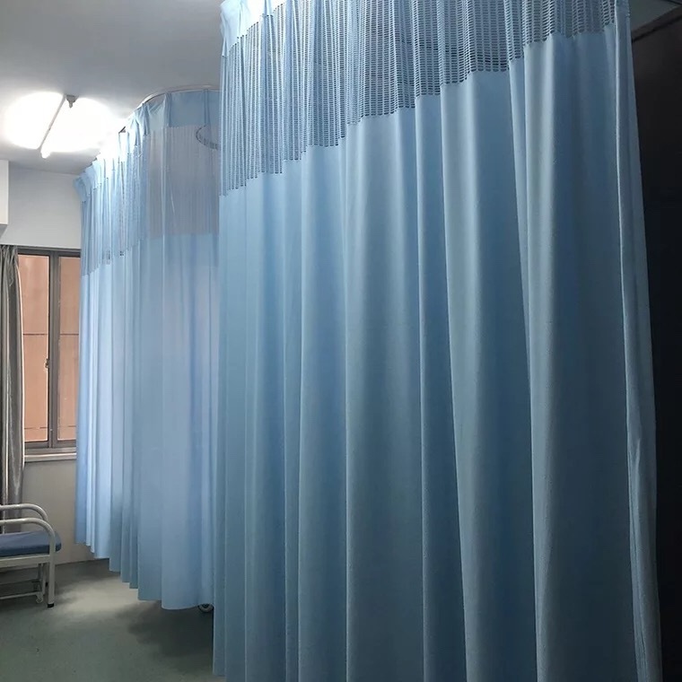 100% Fireproof Polyester Solid Color Hospital Curtain Fabric for Cubicle