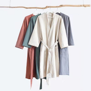 Wholesale Woven Daily Life Unisex Robes Cotton and Linen Kimono Robe