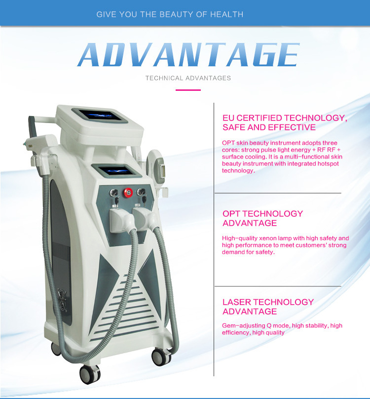 Factory Multi Function 4 in 1 Elight IPL RF Nd Yag Laser Hair Removal Tattoo Removal Beauty Equipment