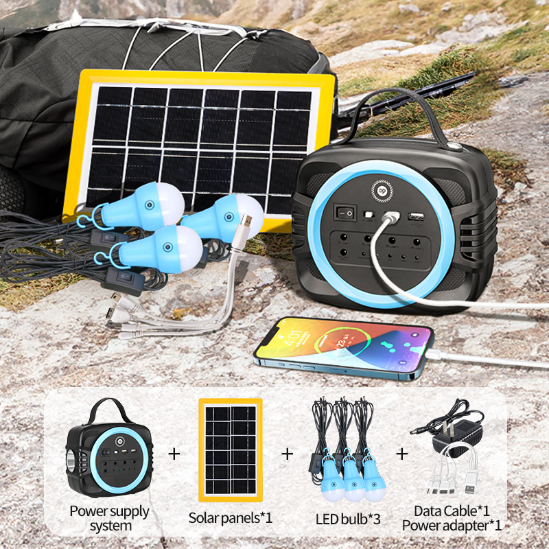 Solar Light Kit Portable Home Solar Power Panel Generator Kit With 3 Led Light Bulbs