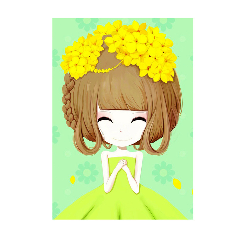 5d Diamond Painting A Smiling Cartoon Girl Wearing Yellow Dress Wall Art Decoration Round Or Special-shaped Diamond Embroidery