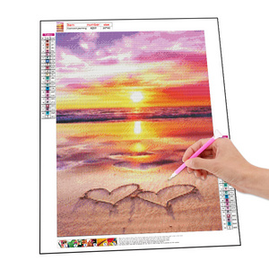 5d Diy Diamond Painting Kits Full Drill Square Beads Embroidery Custom Size Sunset Beach Love Handwork Wall Art