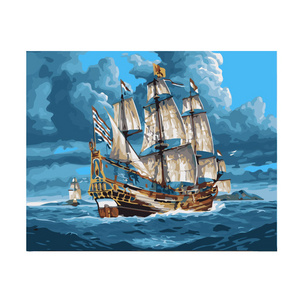 Oil Painting Sailboat Sailing On The Sea Under The Clouded Sky Picture Canvas Art Wall Art Decorative Painting On Canvas