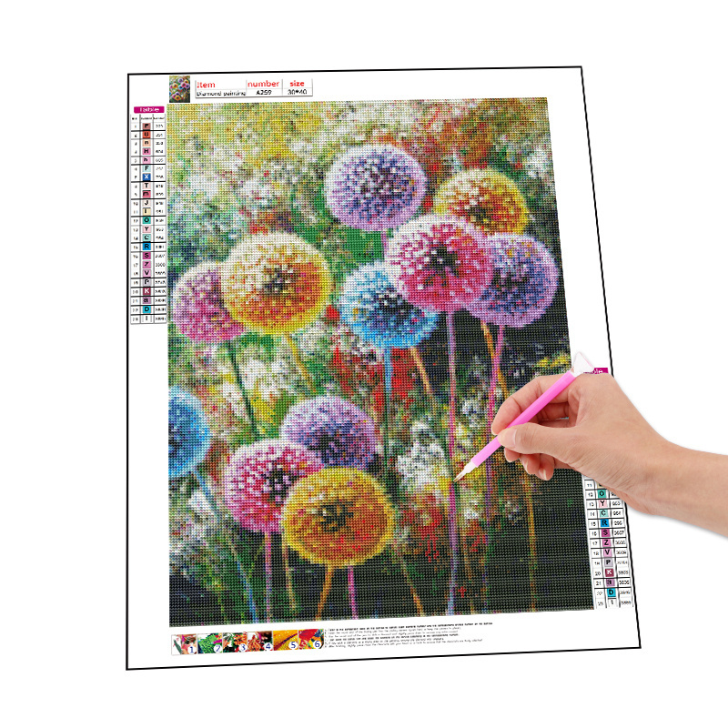 Full Round Drill Diamond Embroidery Colorful Dandelions 5d Diamond Painting Bedroom Wall Still Life Painting Hanging Decor