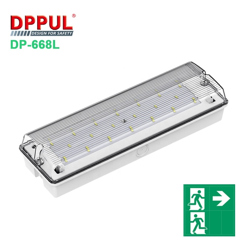 IP65 protection 3 hours duration Luminaires LED rechargeable bulkhead emergency light