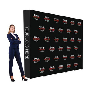 10ft x 8ft Custom straight tension fabric pop up media wall  trade show exhibition Banner Stands