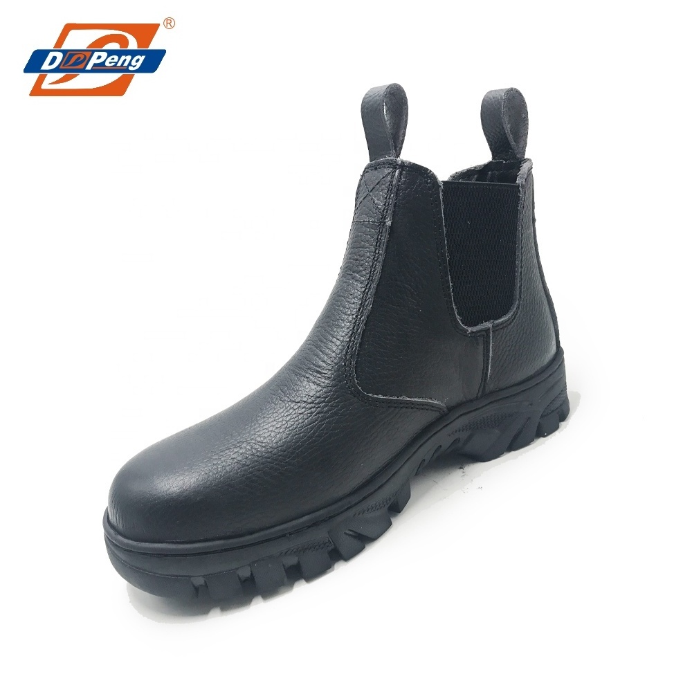 chelsea style steel toe cap elastic sided safety boots for heavy work Japan pull on work boots for men without lace