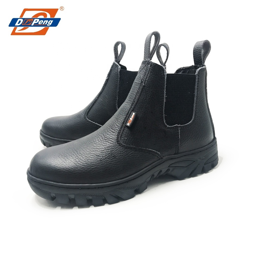 chelsea style steel toe cap elastic sided safety boots for heavy work Japan pull on work boots for men without lace