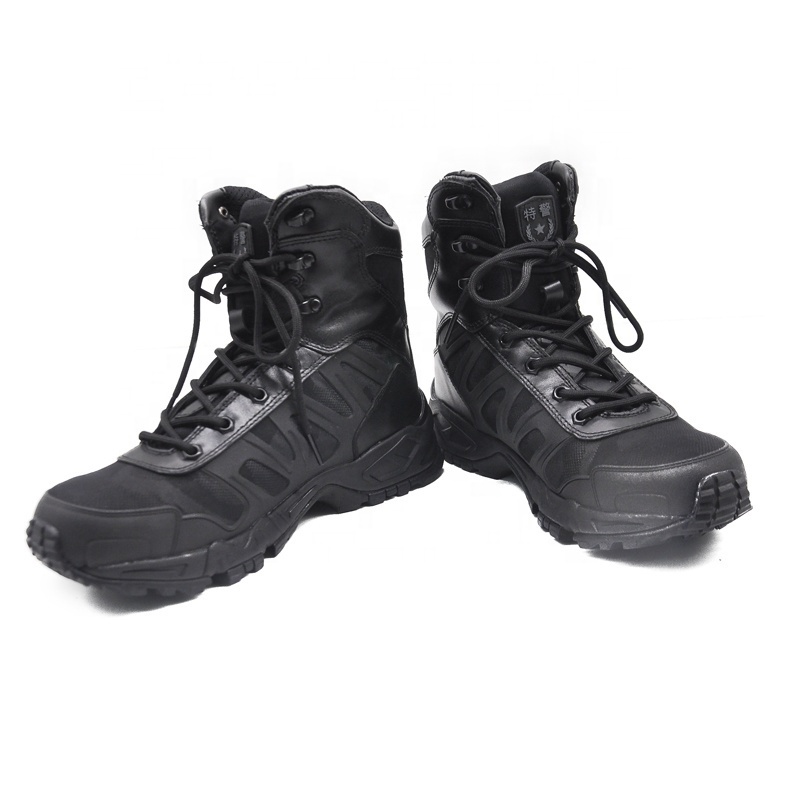 Hot weather tactical combat boots black colour lightweight security boots