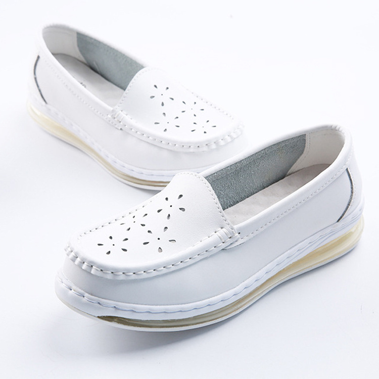 New Arrival Competitive Price Soft Breathable Non Slip White Leather Nurse Shoes for Women