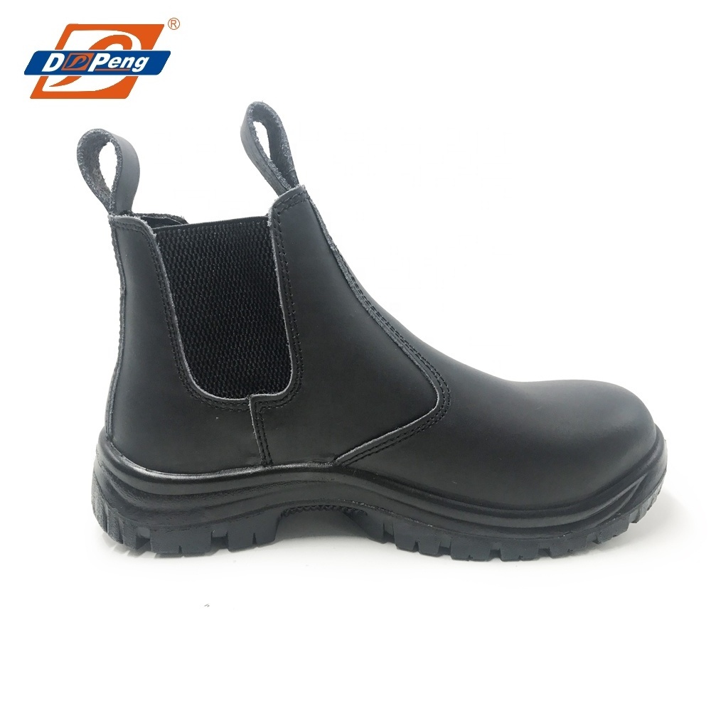 EN345 standard pure leather Slip on safety leather boots for Canada lightweight waterproof modern work boots