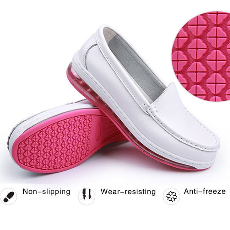 New Arrival Competitive Price Soft Breathable Non Slip White Leather Nurse Shoes for Women