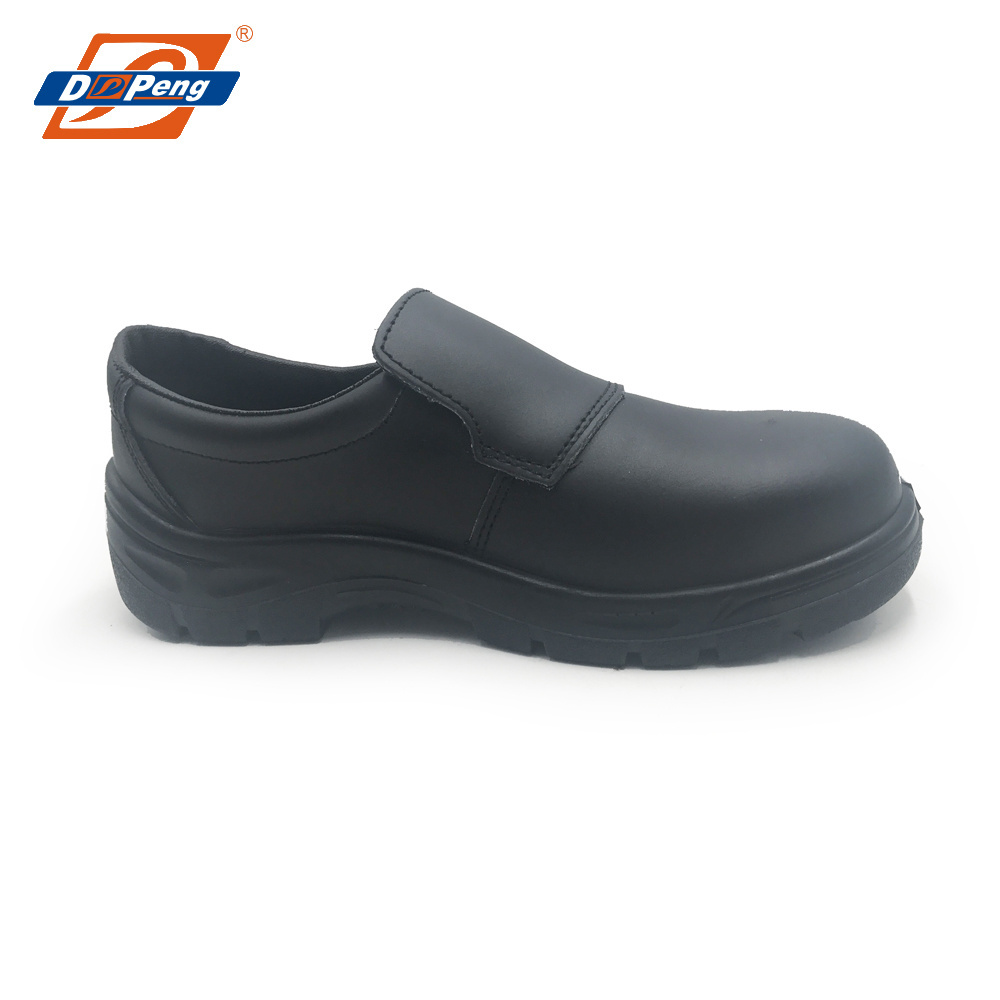 genuine glossy leather upper material kitchen men slip on safety shoes steel toe oil resistant work boots