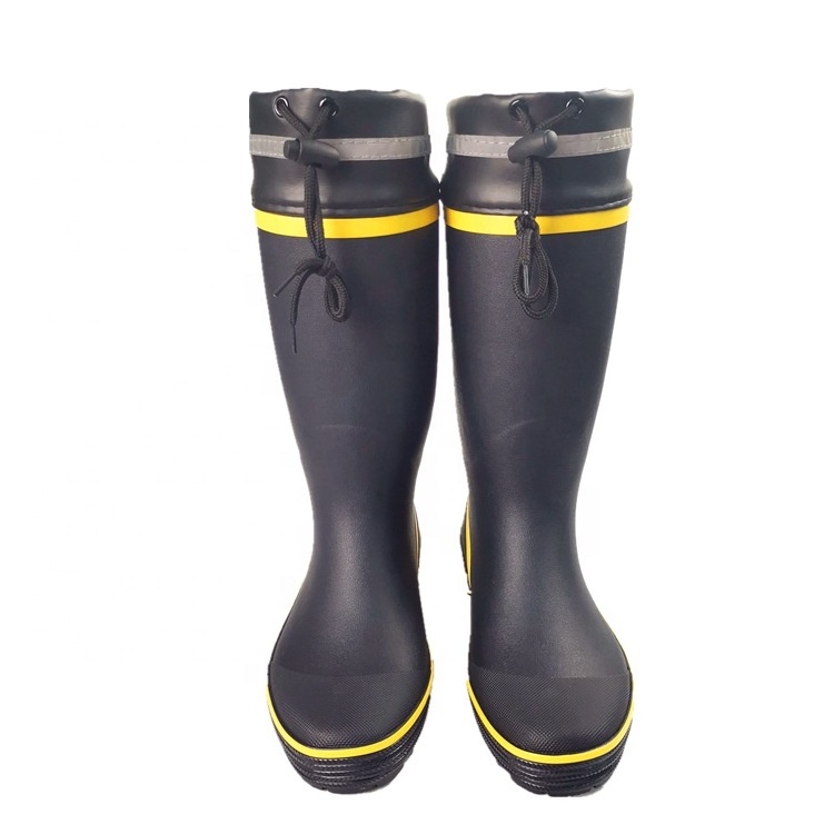 men's high tube rubber rain boots outdoor on duty oil resistant non slip rubber gumboots with reflective warning in stock