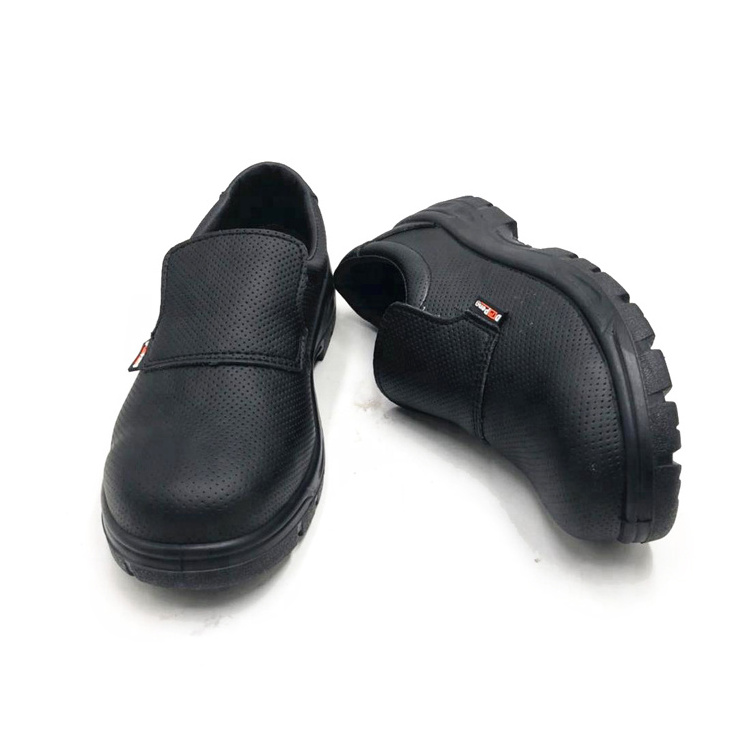 China Wholesale Black Leather Low Cut Slip On Construction Work Shoes Breaker Safety Shoes Composite Toe