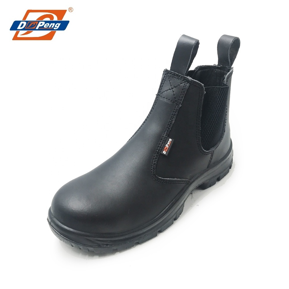 EN345 standard pure leather Slip on safety leather boots for Canada lightweight waterproof modern work boots