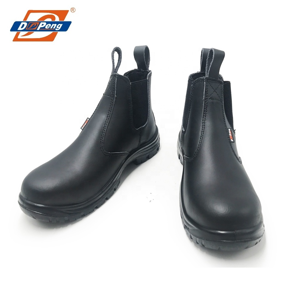 EN345 standard pure leather Slip on safety leather boots for Canada lightweight waterproof modern work boots