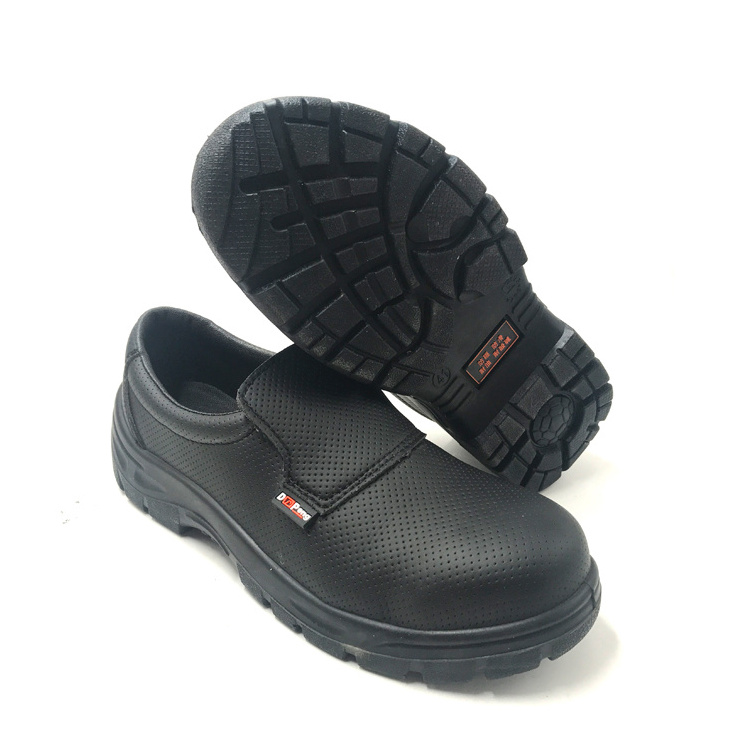 China Wholesale Black Leather Low Cut Slip On Construction Work Shoes Breaker Safety Shoes Composite Toe