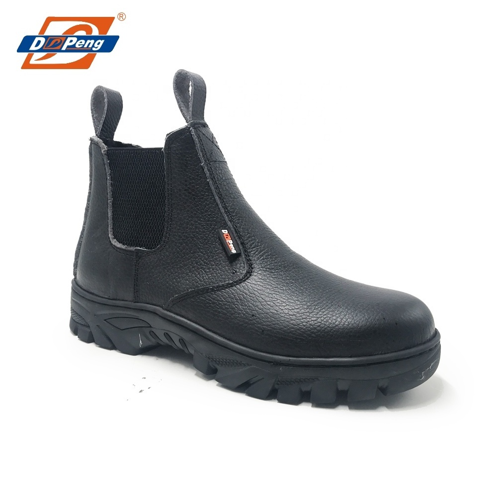 chelsea style steel toe cap elastic sided safety boots for heavy work Japan pull on work boots for men without lace