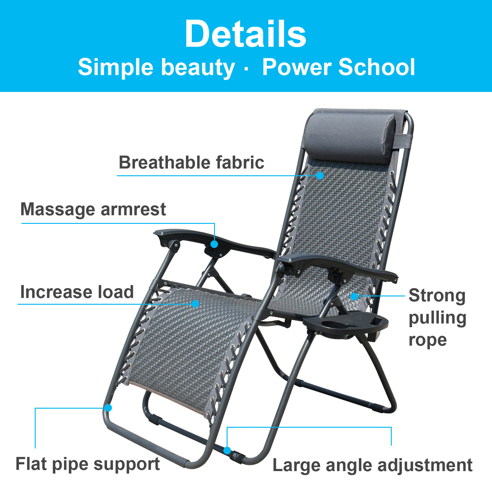 Folding Reclining Zero Gravity Chair Outdoor Chair Beach Lounge Chair Garden Furniture USA STOCK