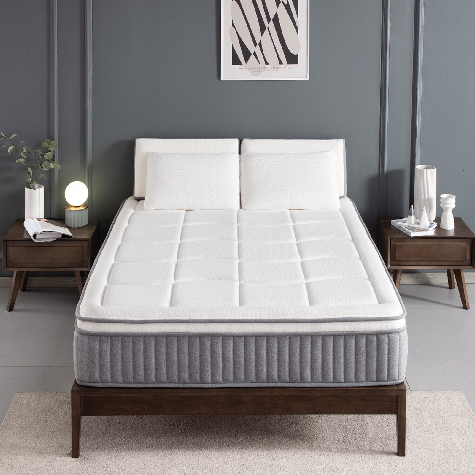 Twin XL Mattress 12 Inch Euro Top Hybrid Gel Memory Foam with Pocket Spring Mattress in a Box for Cool Sleep