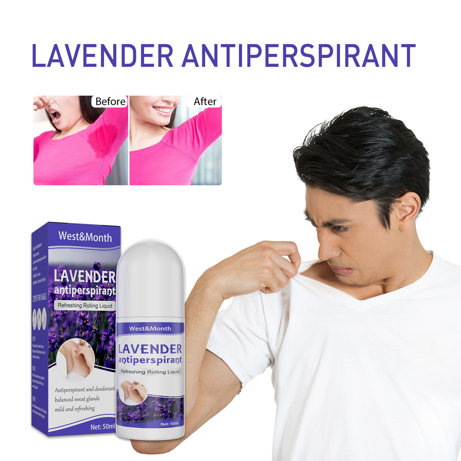 Natural Antiperspirant stick  body deodorant bottle Lavender long-lasting fragrance for man and woman