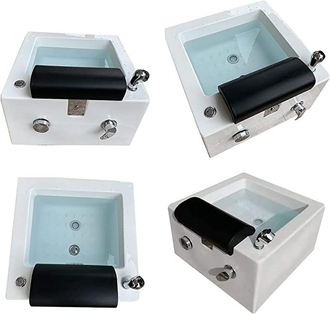 Hot Selling Acrylic Non-friable Square Sink Foot Massage Pedicure Bowl For Pedicure Chair Coloured Light  Jet Beauty Foot Spa