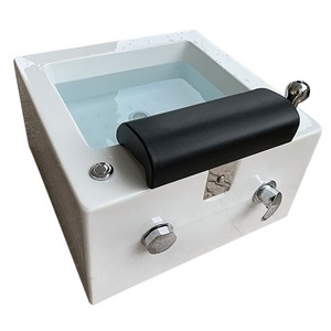 Hot Selling Acrylic Non-friable Square Sink Foot Massage Pedicure Bowl For Pedicure Chair Coloured Light  Jet Beauty Foot Spa