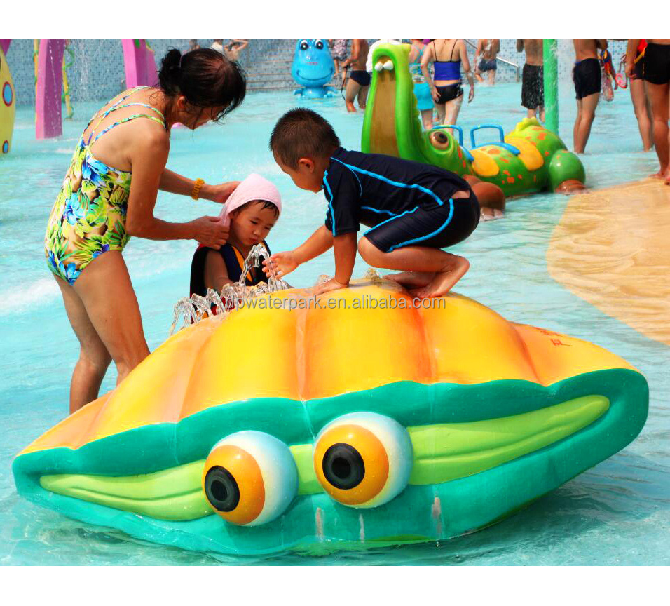 Commercial aqua park cartoon spray toys kids swimming pool games fiberglass shell sprinkler for sale