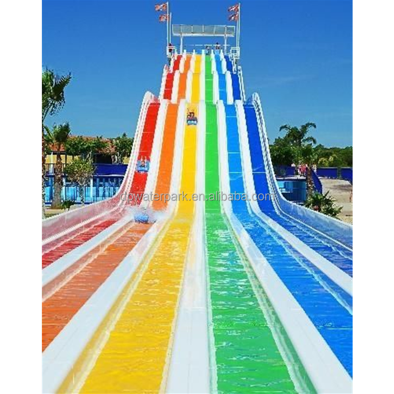 Commercial aqua adventure park rides outdoor public sport park large water slide FRP mat racing rainbow water slide