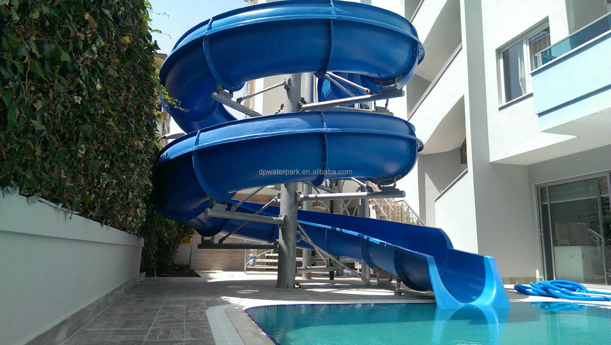 Large Water Slide Water Play Equipment Hotel Pool Slide Fiberglass Spiral Slide