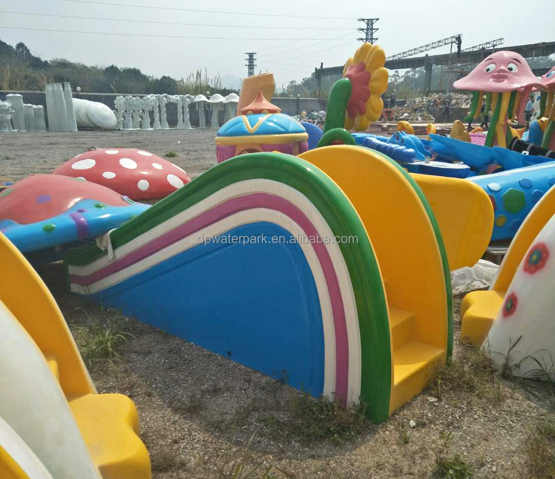 Commercial aqua park rides children water play toys mini fiberglass rainbow slide for sale