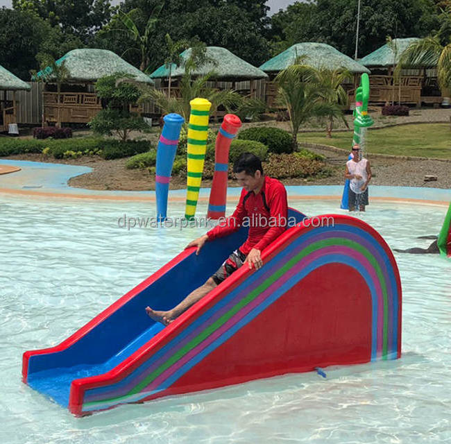 Commercial aqua park rides children water play toys mini fiberglass rainbow slide for sale