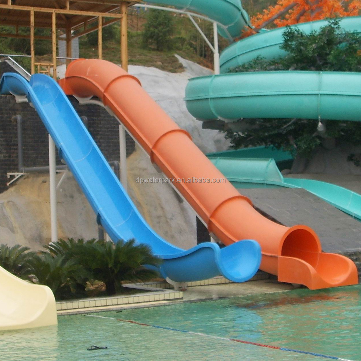 Outdoor aqua park commercial water play equipment toboggan water slide sled and barrel slide rafting slide