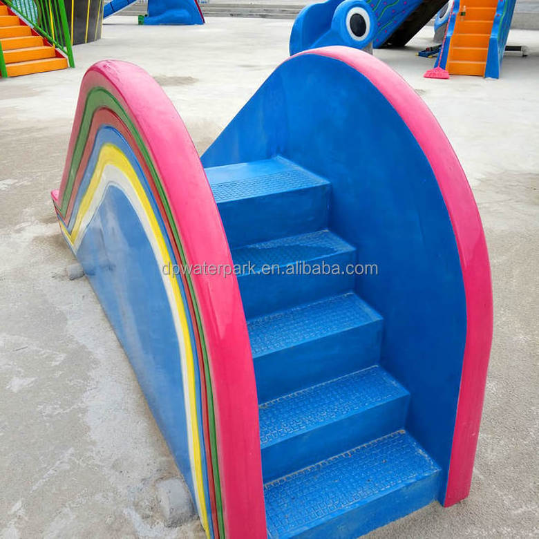 Commercial aqua park rides children water play toys mini fiberglass rainbow slide for sale