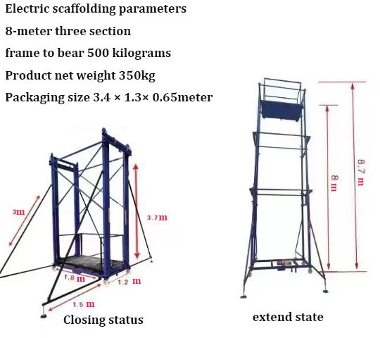 Hot sale electric lifting scaffolding  mobile climbing platform for decoration construction indoor free guardrail