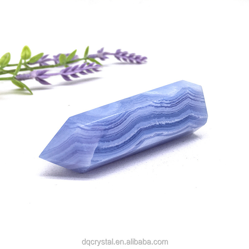 Wholesale healing magic crystal blue lace towers natural reiki Lavender crystal Point Wand For Decoration and gifts