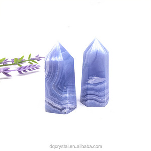 Wholesale healing magic crystal blue lace towers natural reiki Lavender crystal Point Wand For Decoration and gifts