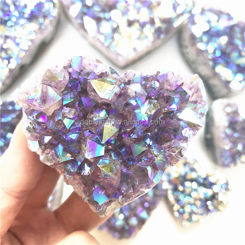 Angel aura quartz crystals titanium aura amethyst geode heart for gift