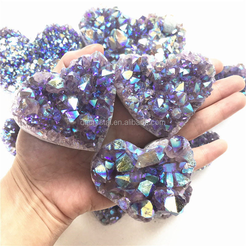 Angel aura quartz crystals titanium aura amethyst geode heart for gift