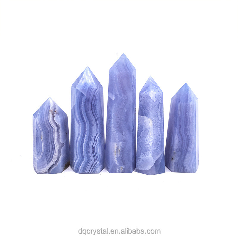 Wholesale healing magic crystal blue lace towers natural reiki Lavender crystal Point Wand For Decoration and gifts