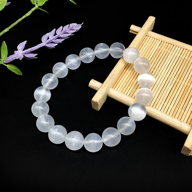 Wholesale 8mm Selenite Crystal Bracelets Natural 10mm Selenite Healing Crystal Bracelets for women gift