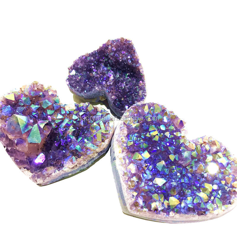 Angel aura quartz crystals titanium aura amethyst geode heart for gift