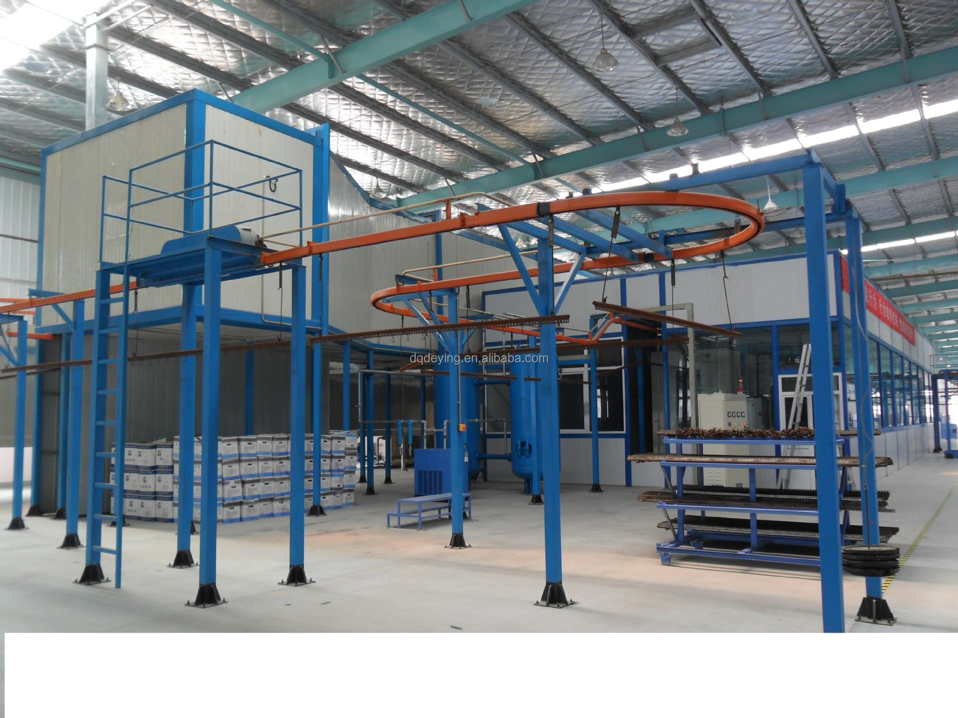 China Manufacturer Electrostatic Automatic Powder Coating Line With Powder Curing Oven and Powder Spray Booth