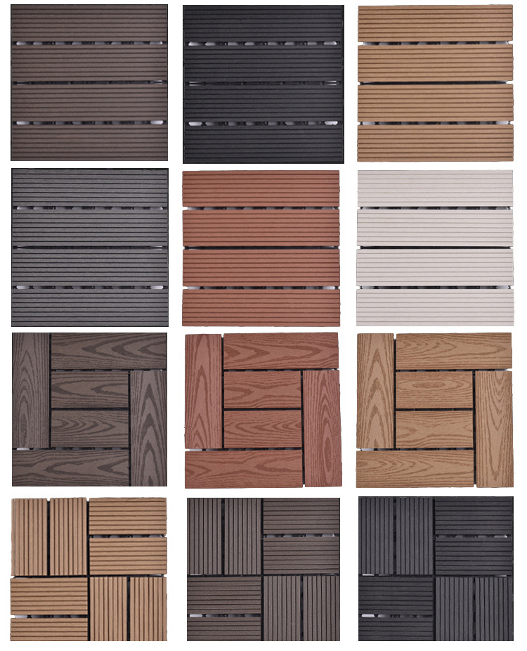 Eco-Friendly Wpc Flooring Tile Garden Patio Balcony 3D Deep Embossed Deck Tile