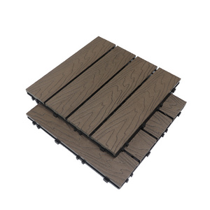 Eco-Friendly Wpc Flooring Tile Garden Patio Balcony 3D Deep Embossed Deck Tile