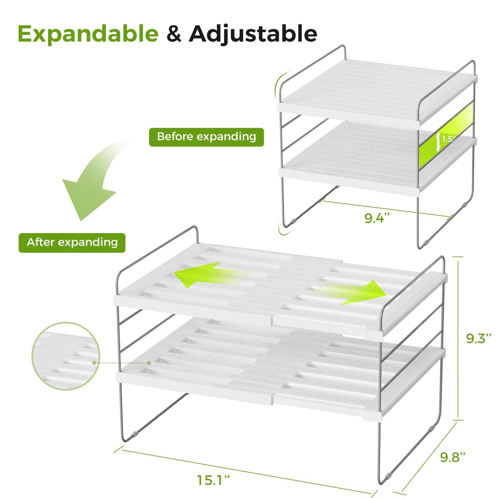 Adjustable Expandable Plastic Storage Holder Foil Wrap Organizer 3 Tier Shelves Short and Light Kitchen Stretchable Storage Rack